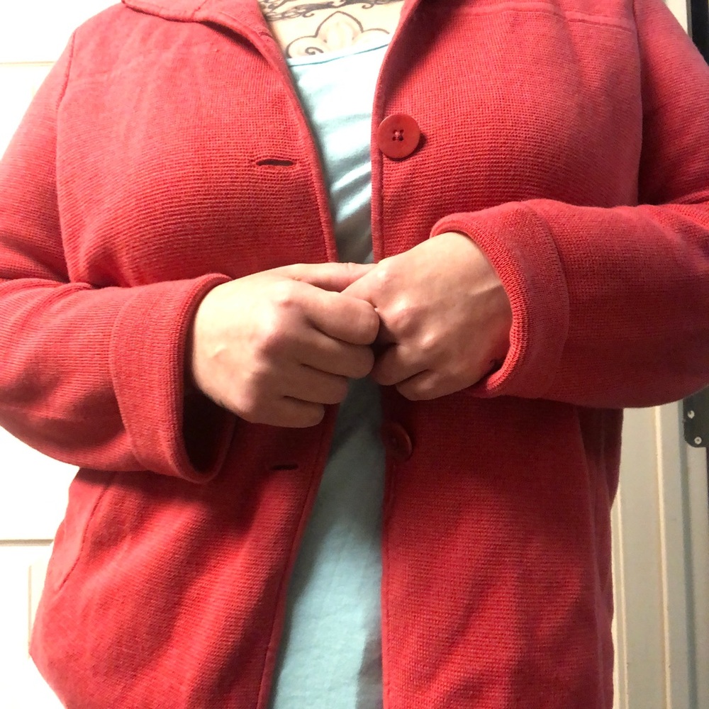 Talbots Coral Button Sweater